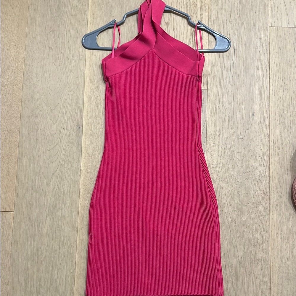 Babaton Pink Asymmetrical Bodycon Dress Cocktail